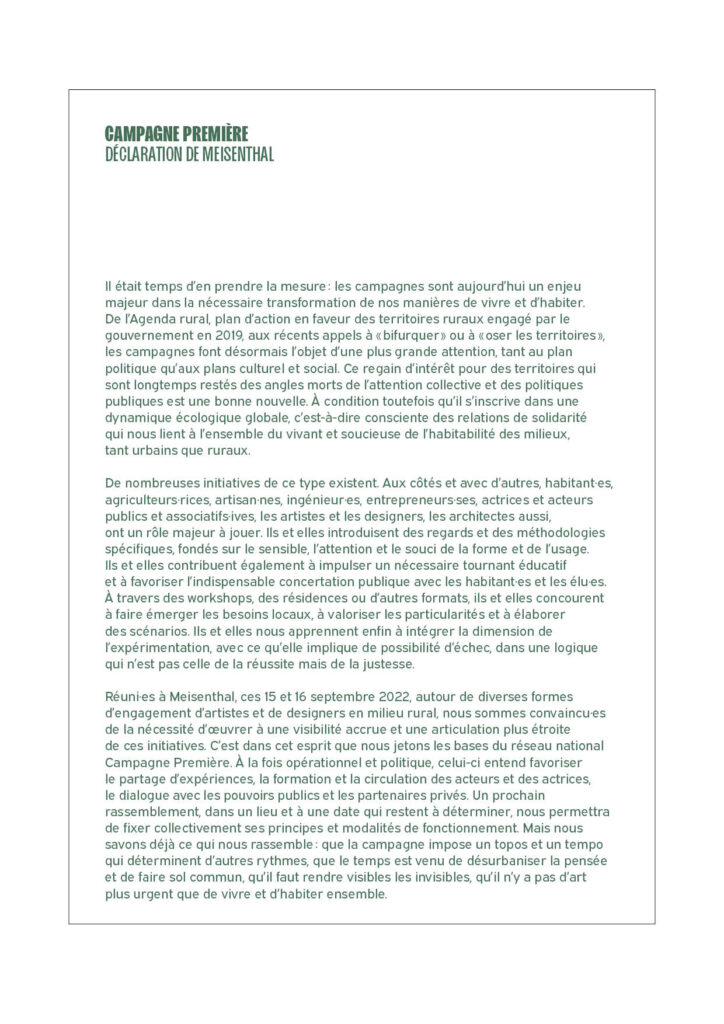 15 et 16 septembre 2022
Conférence
Journées professionnelles Campagne Première - Design en monde rural, organisées par l’ENSAD et la HEAR ; Meisenthal (57). Présentation de ma pratique de designer et du projet Drailles de laine.